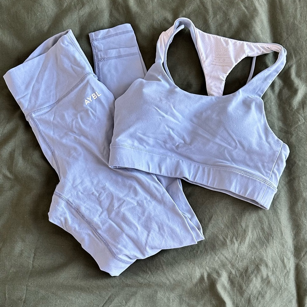 AYBL Women's Light Blue Sports Bra and Leggings Set